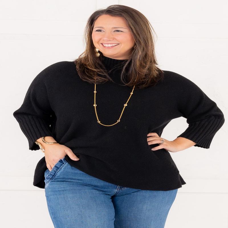 Classic Charm Long Sleeve Sweater - Black - FINAL SALE