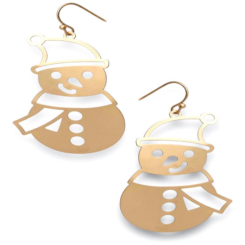 DOORBUSTER - Snowy Man Earrings - Matte Gold
