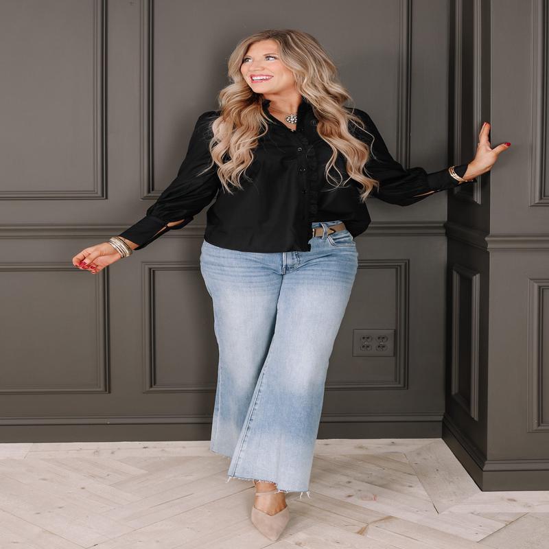 Evette Black Long Sleeve Blouse