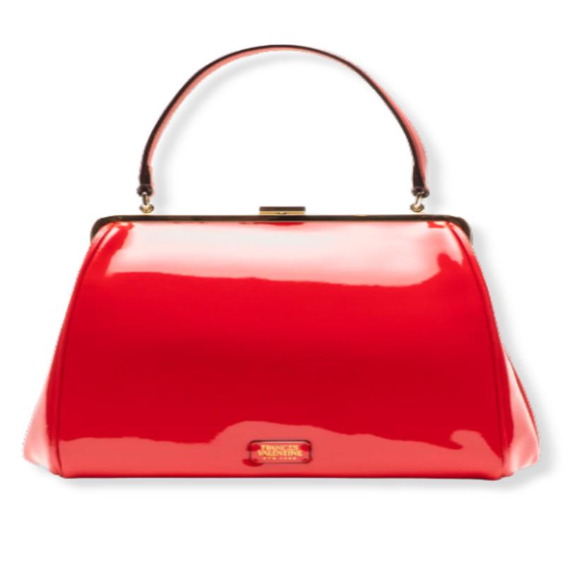 Frances Valentine Katherine Frame Red Soft Patent Leather Bag