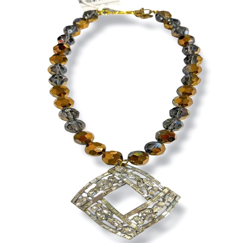 Made in the Deep South 1940s Brooch 1960s Crystal Bead Necklace