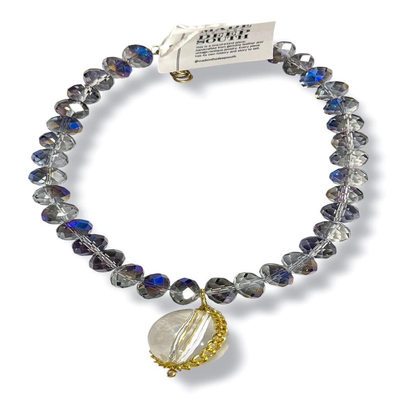 Made in the Deep South 1960s Clear Bauble Pendant 1970s Glass Bead Necklace