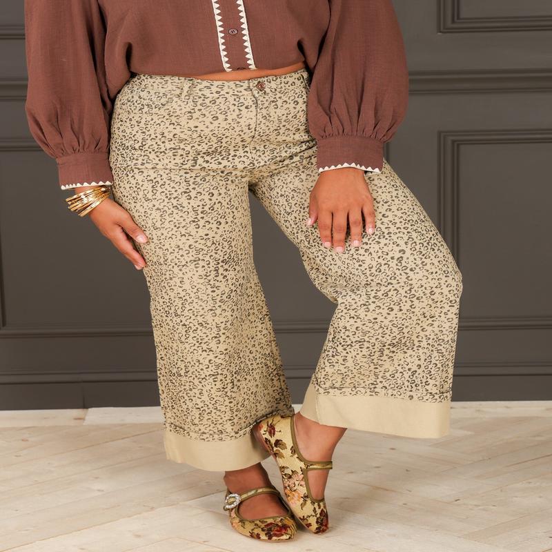 Nothing Left Leopard Tan Wide Leg Pant