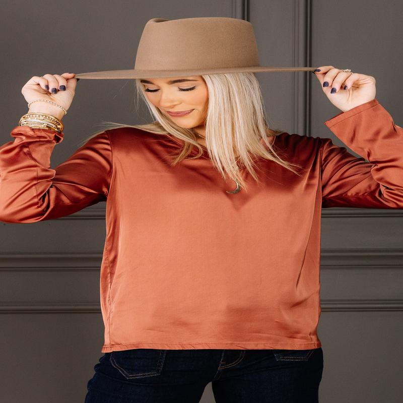 Now or Never Brown Long Sleeve Blouse