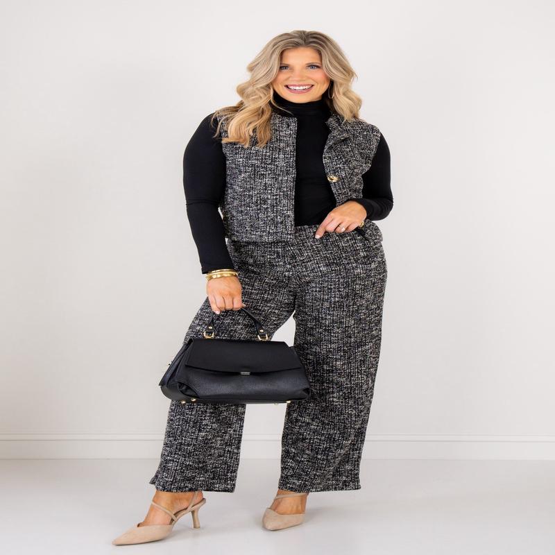 Out of Office Black Sleeveless Button Down Top