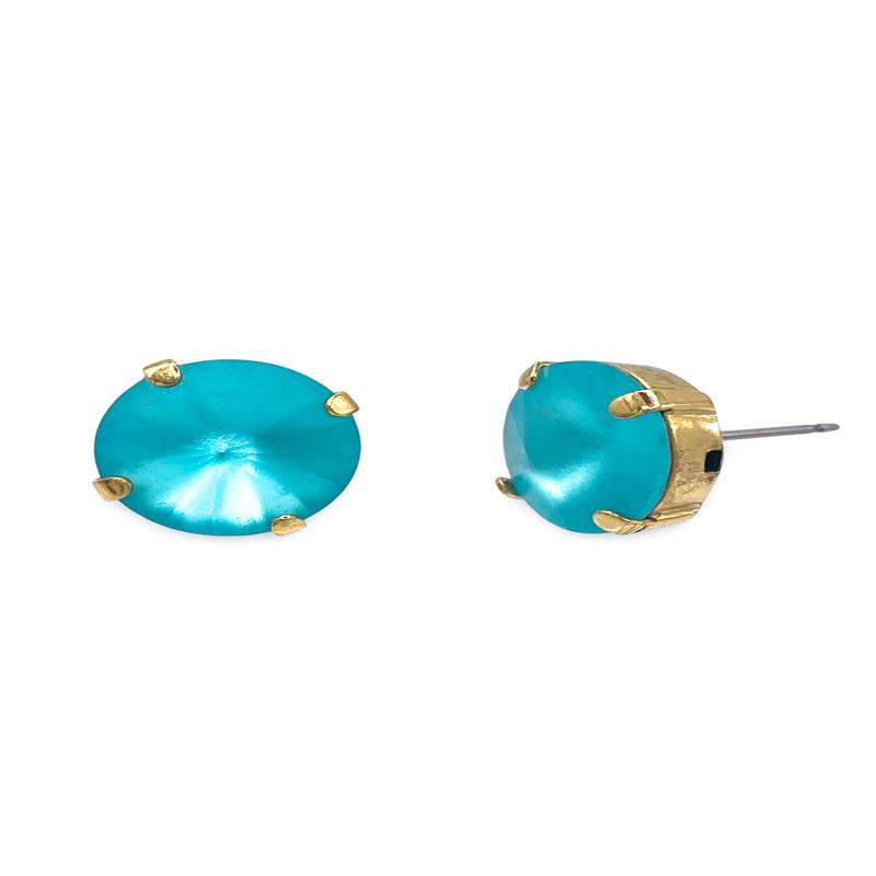 TOVA The Basics Gold Matte Light Turquoise Stud Earrings