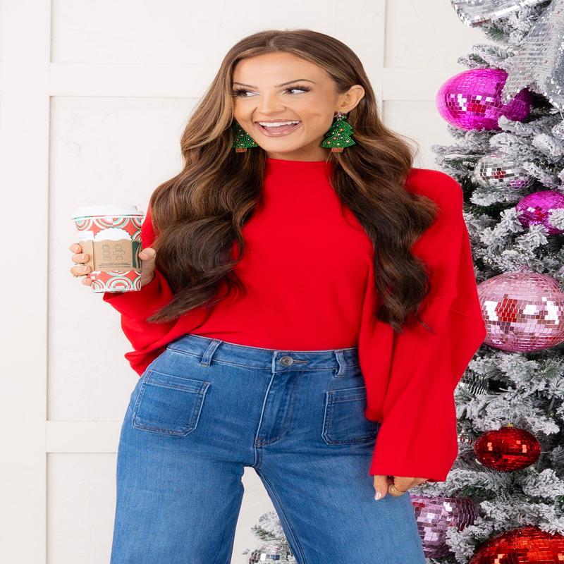 Tried And True Long Sleeve Top - Ruby - DOORBUSTER