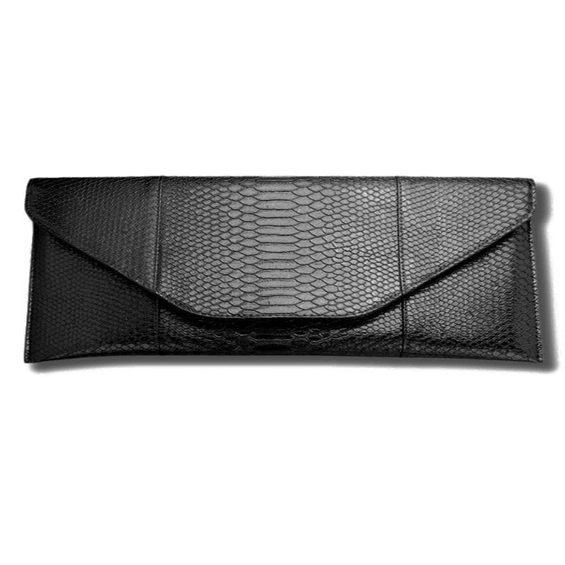 Wild Things Black Snakeskin Print Clutch