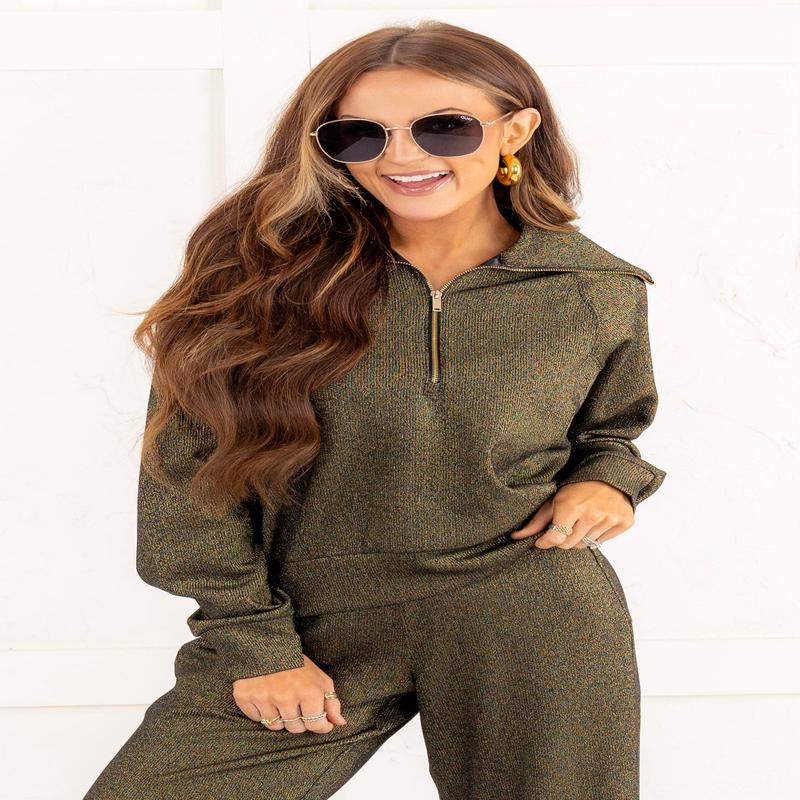 Airessentials Shine Half Zip - Black Gold | SPANX - FINAL SALE