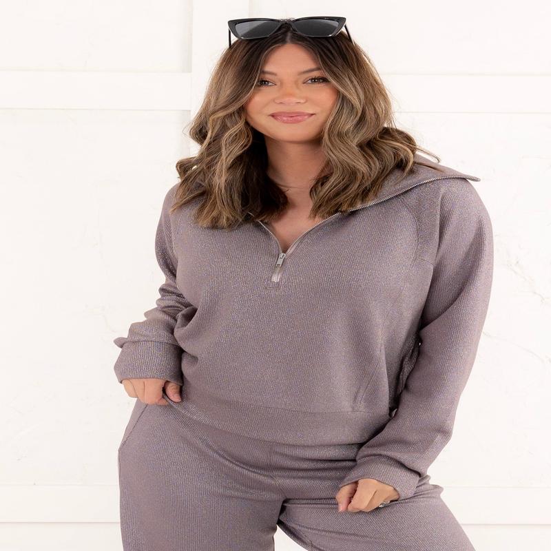 Airessentials Shine Half Zip - Smoke Silver | SPANX - FINAL SALE