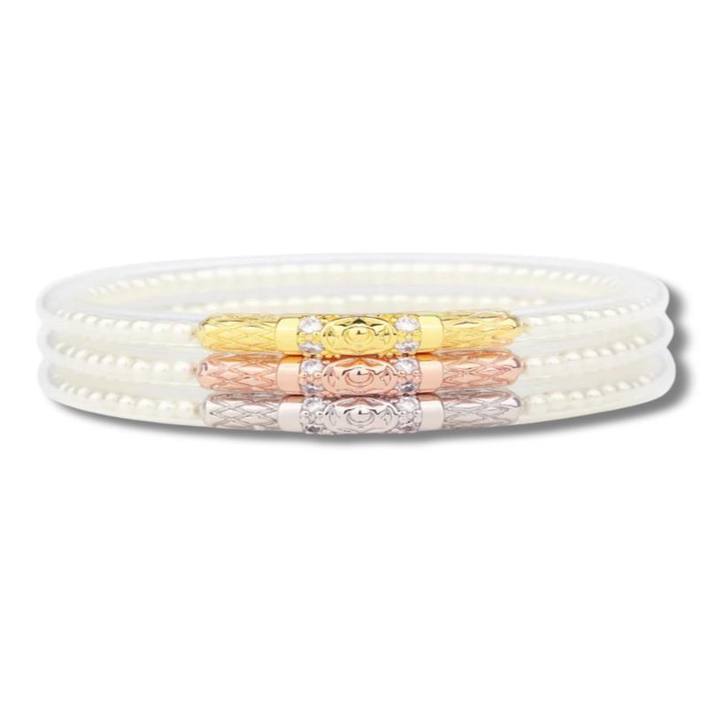 BudhaGirl Three Queens Bangles - White Pearl (Set Of 3) - DOORBUSTER