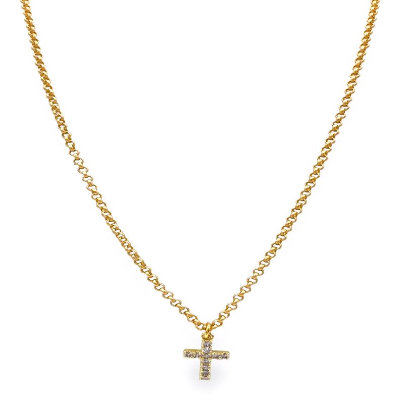 DOORBUSTER - Crystal Cross Christ Necklace - Gold | Virtue