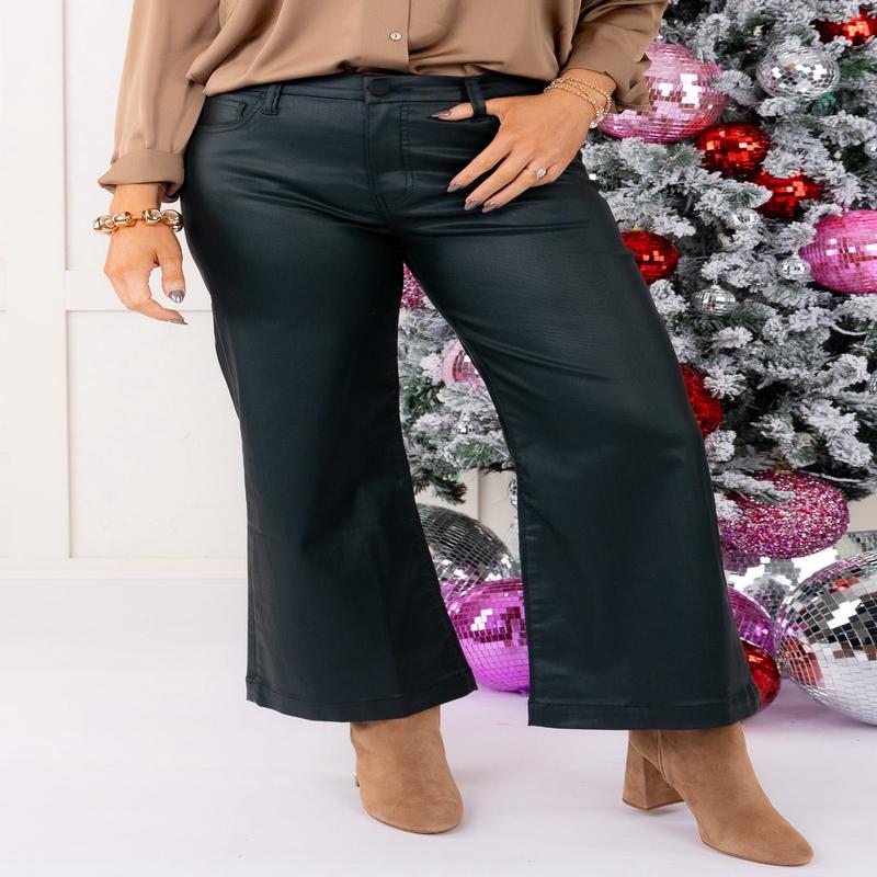 Meg High Rise Wide Jean - Evergreen - FINAL SALE