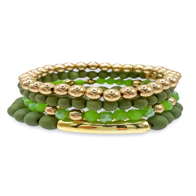 On The Run Bracelet Set - Olive - FINAL SALE