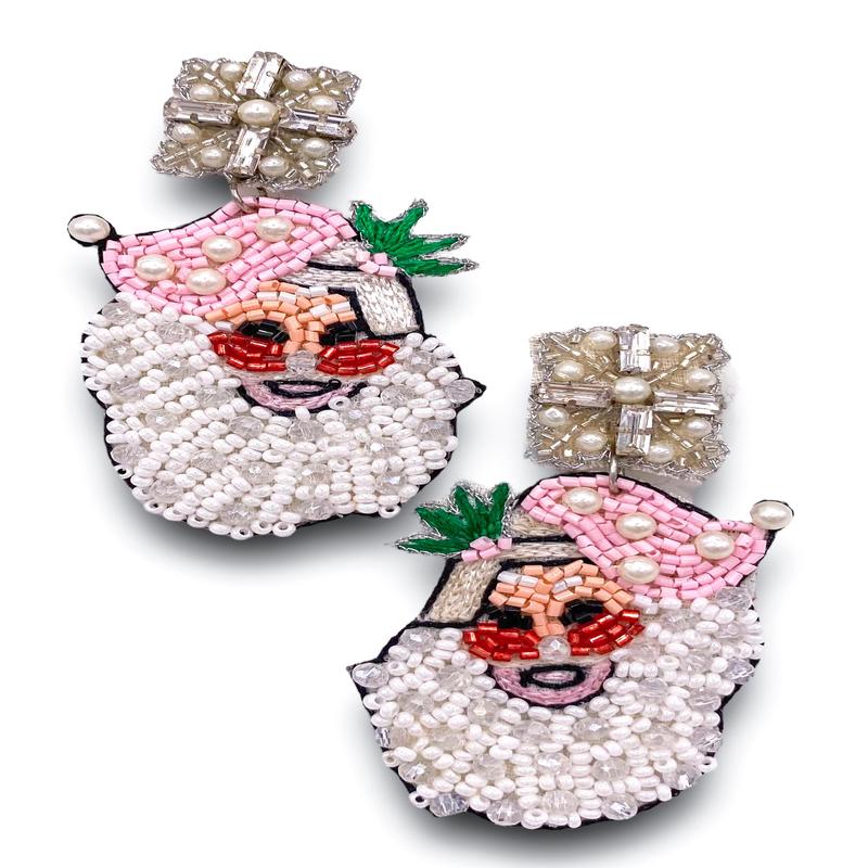 So Vintage Santa Earrings - Pink | Treasure Jewels - FINAL SALE