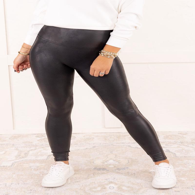 SPANX Our Favorite Black Faux Leather Leggings - FINAL SALE