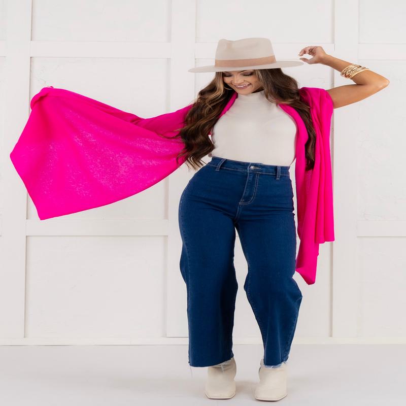 The Perfect Knit Cashmere Wrap - Cerise - FINAL SALE