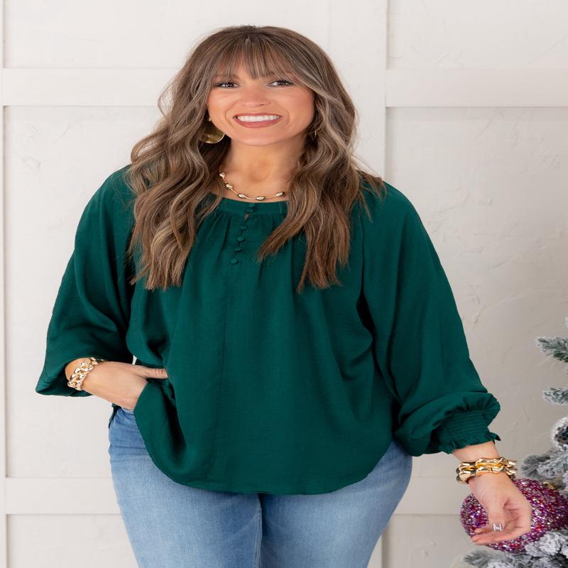 True Meaning Long Sleeve Top - Forest - FINAL SALE