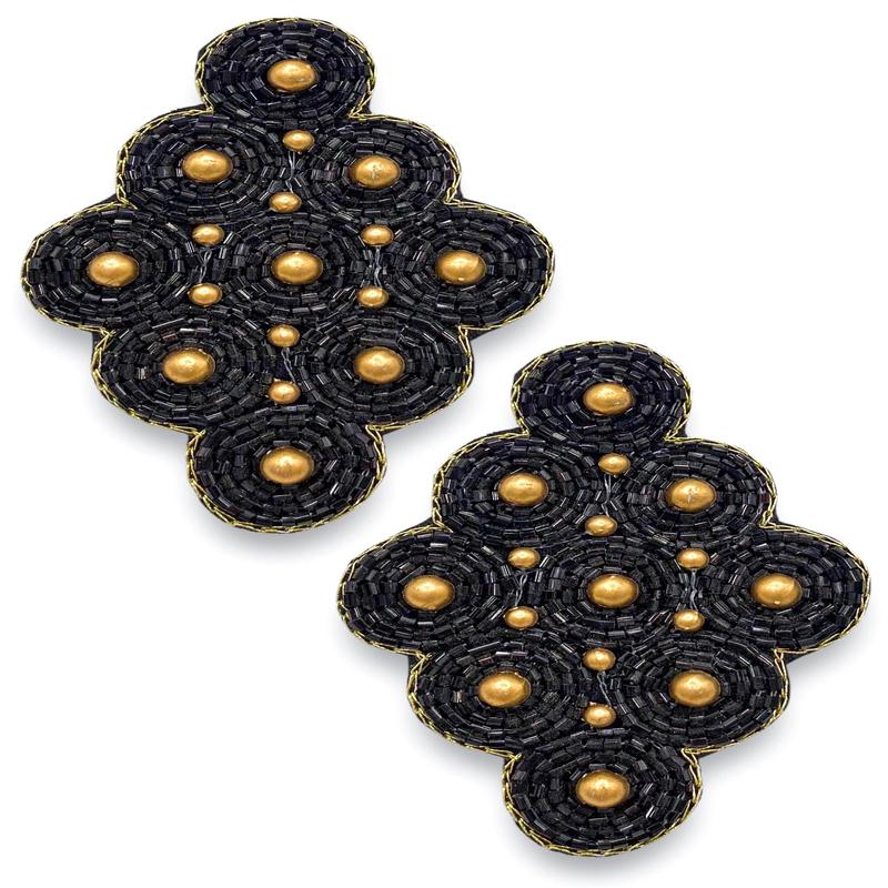 Around The World Black Beaded Earrings