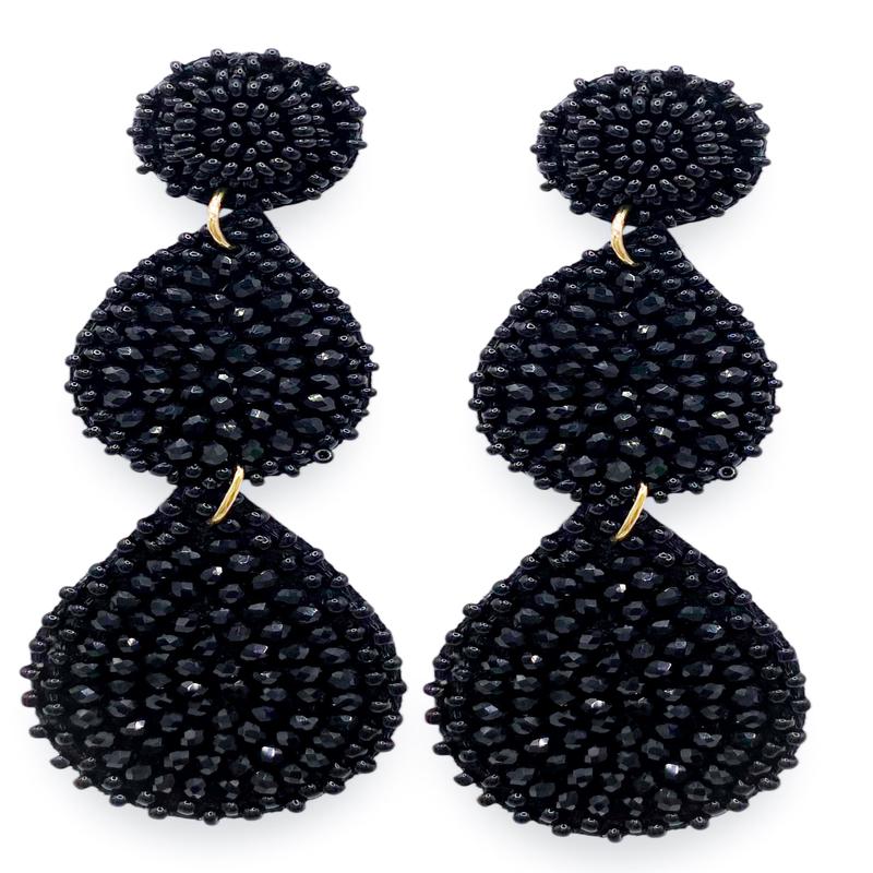 On My Time Earrings - Black - FINAL SALE