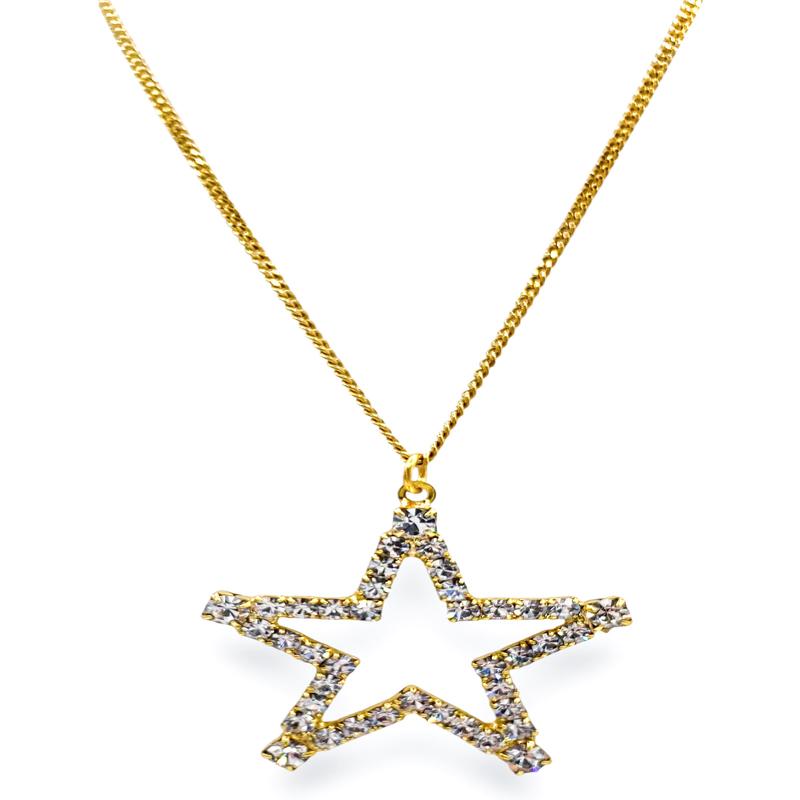 Rigel Star Clear/Antique Gold Necklace | TOVA