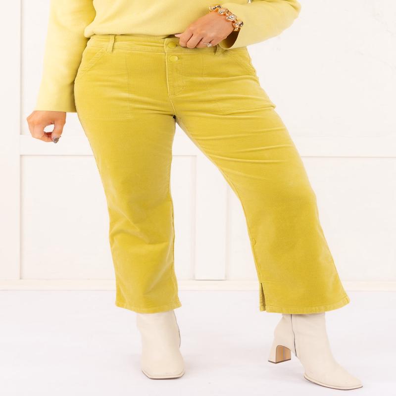 Stretch Corduroy Straight Leg Pant - Moss | Tribal - FINAL SALE