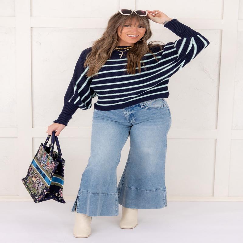 DOORBUSTER - Yours Truly Striped Long Sleeve Sweater