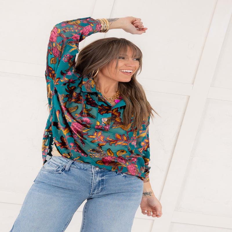 Feeling Bejeweled Long Sleeve Blouse - FINAL SALE