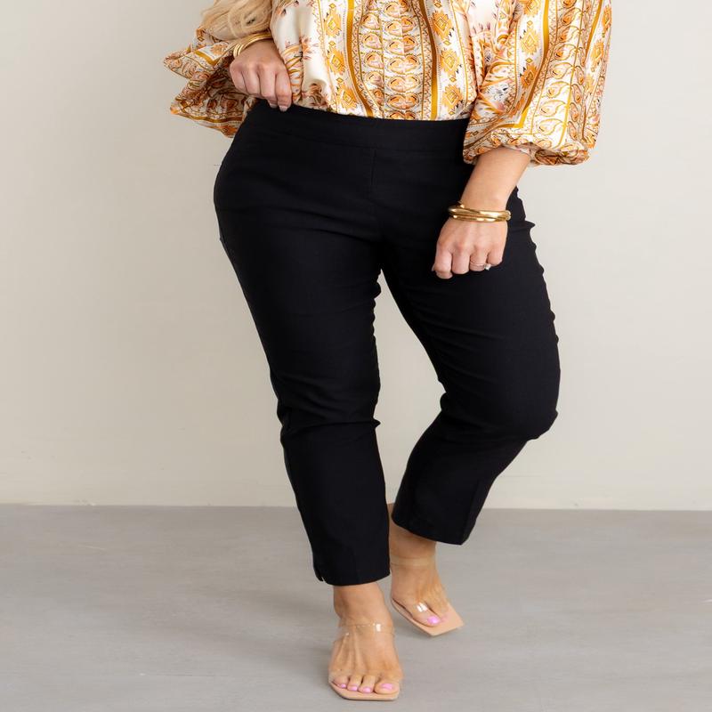 Tribal Flatten It Black Ankle Pant