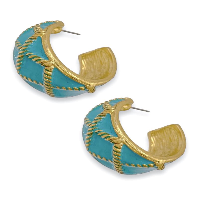Crossing Paths Turquoise Hoop Earrings - FINAL SALE