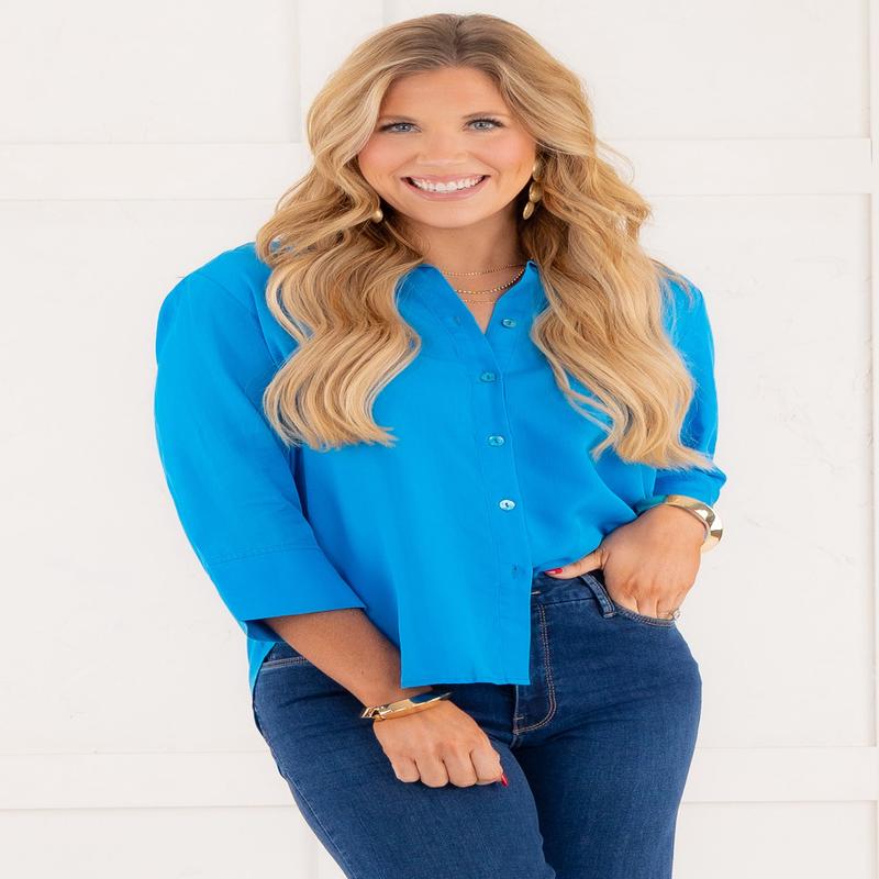 Good Intentions Sleeved Top - Blue - FINAL SALE