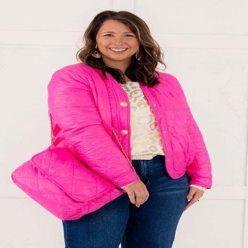 Johya Puffer Jacket & Bag - Hot Pink - FINAL SALE