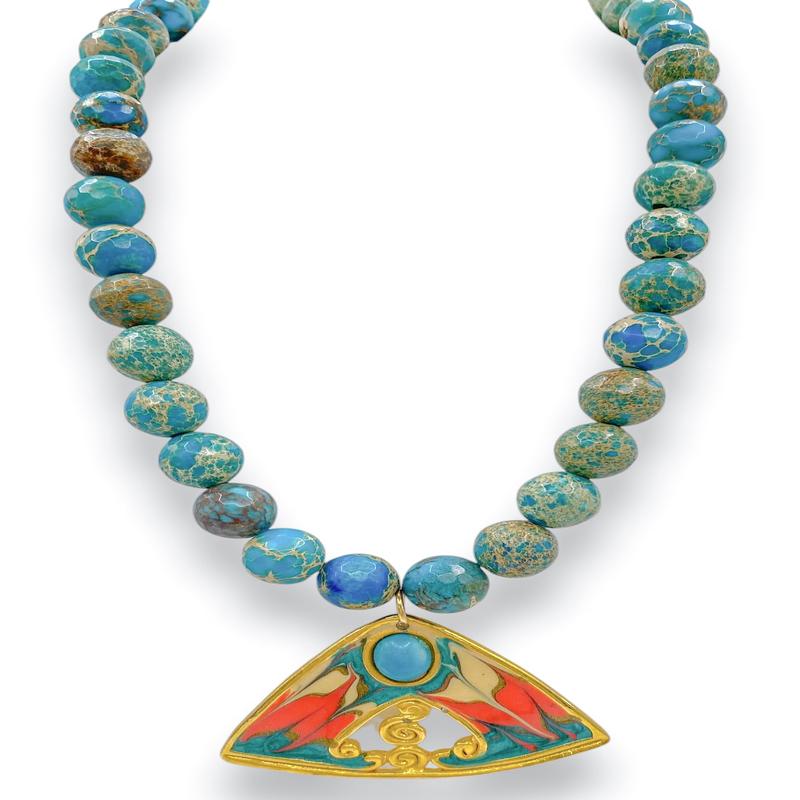 Made In The Deep South 1960s Brooch 1960s Jasper Bead Necklace