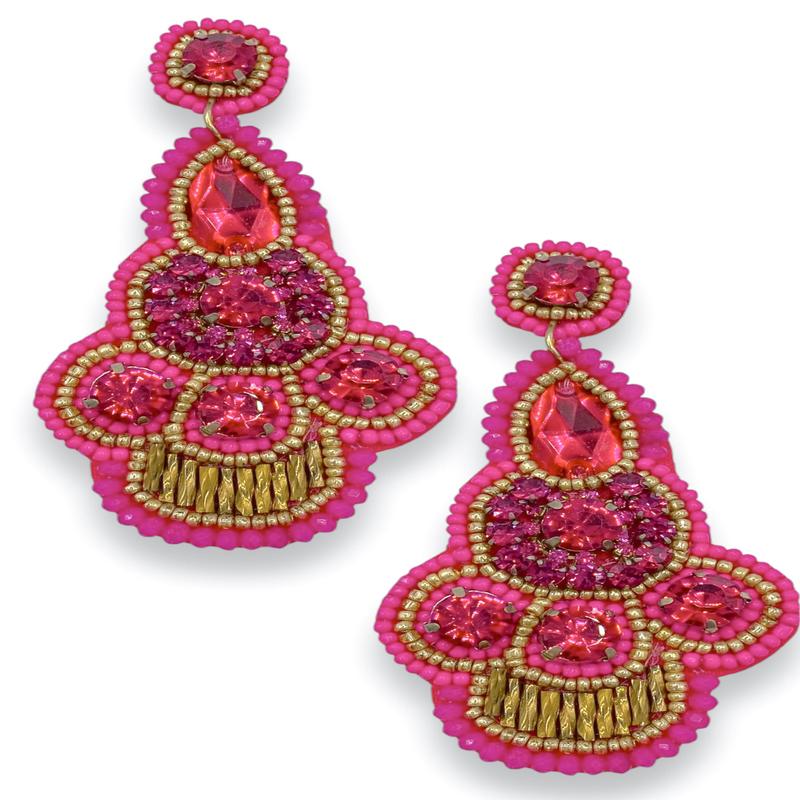 Major Look Fuchsia Beaded Earrings - FINAL SALE