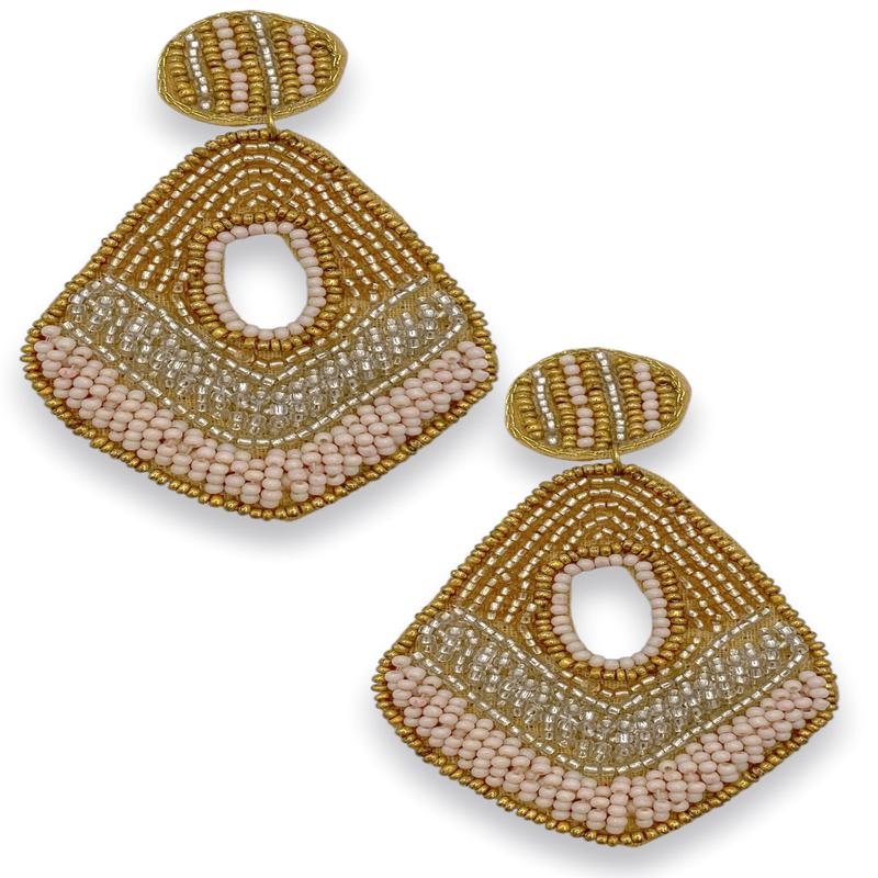 Stop And Stare Rose Gold Beaded Earrings *Final Sale*