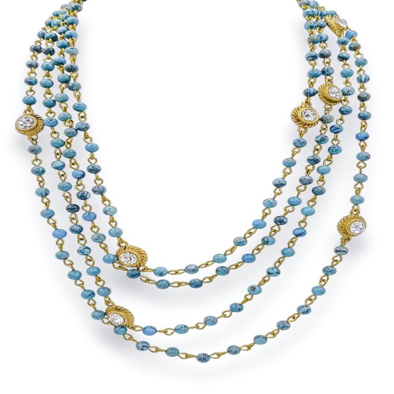 Virgins Saints & Angels Magdalena 4mm Turquoise Gold Necklace - FINAL SALE