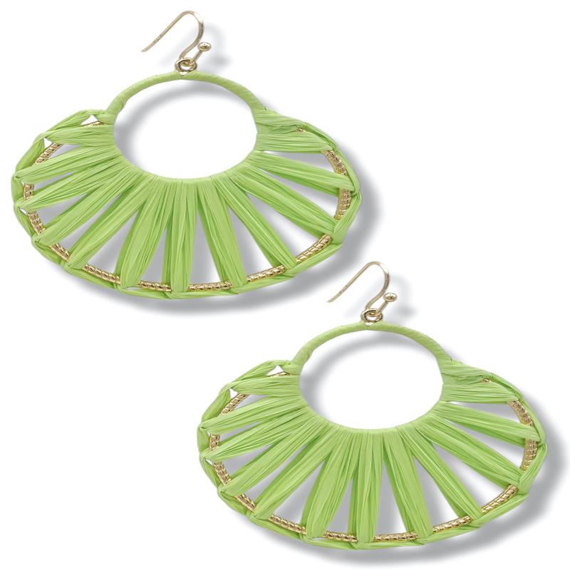 Big Moves Lime Green Raffia Earrings - FINAL SALE