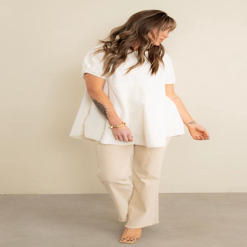 Free People Sunset City Optic White Short Sleeve Top - FINAL SALE