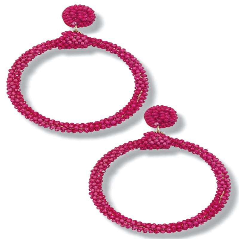 Full Of Hope Fuchsia Beaded Earrings *Final Sale*