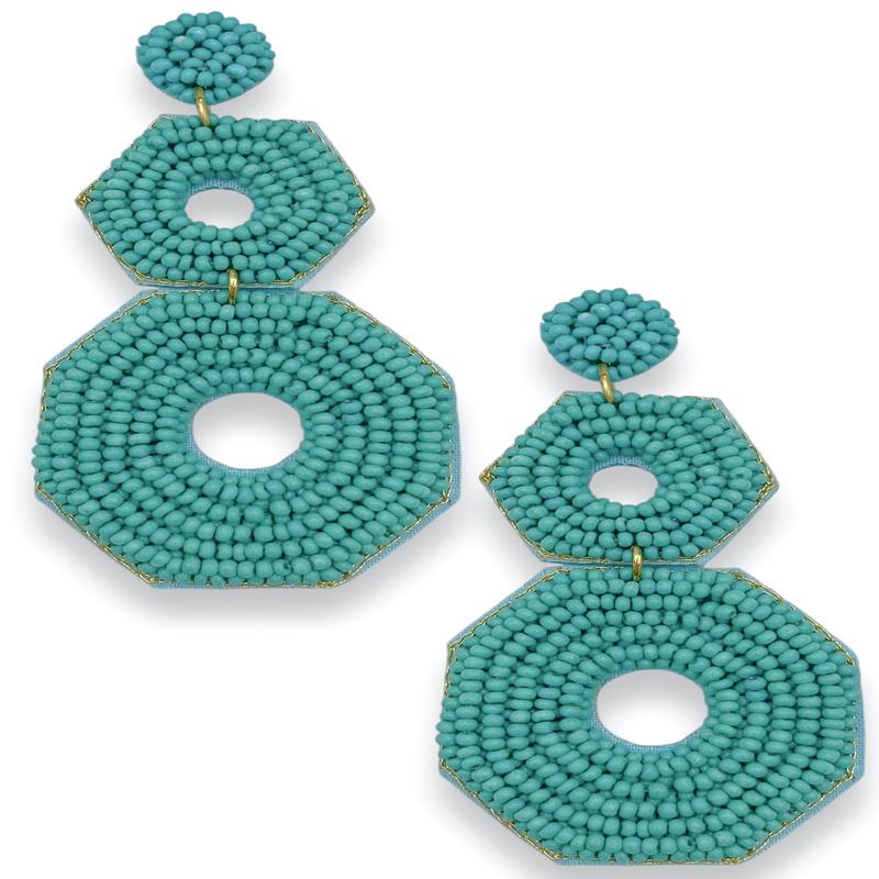 Give Me More Turquoise Beaded Earrings - FINAL SALE