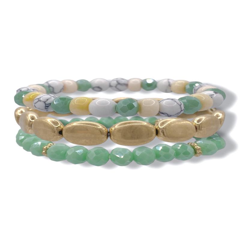 Hally Mint Beaded Bracelet Set - FINAL SALE