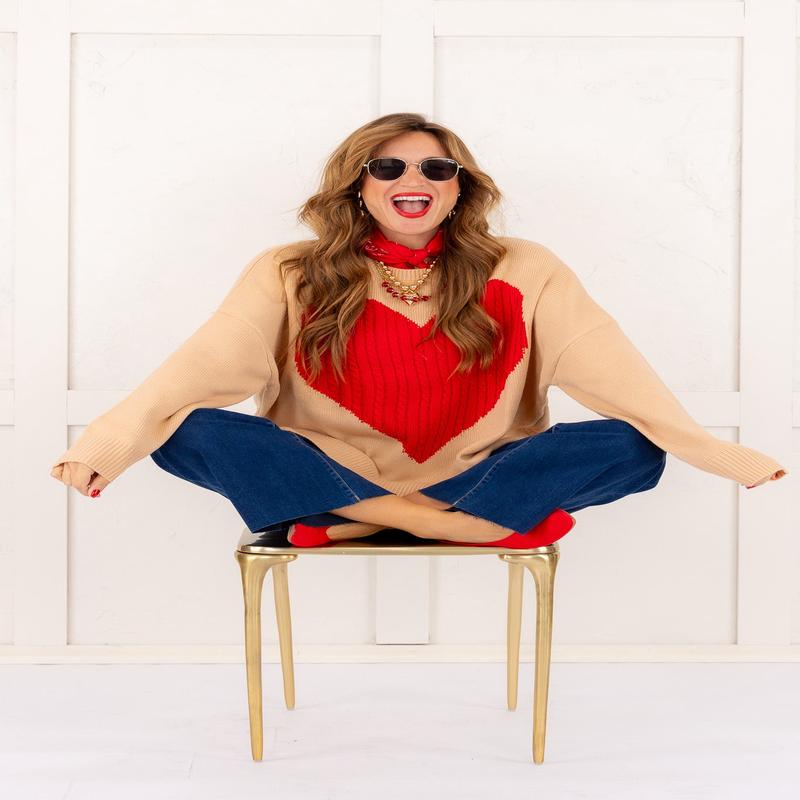 Heart Of Gold Cable Knit Heart Sweater