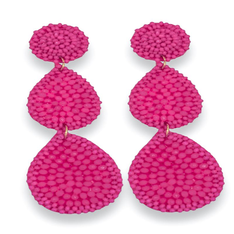 On My Time Fuchsia Beaded Earrings - FINAL SALE