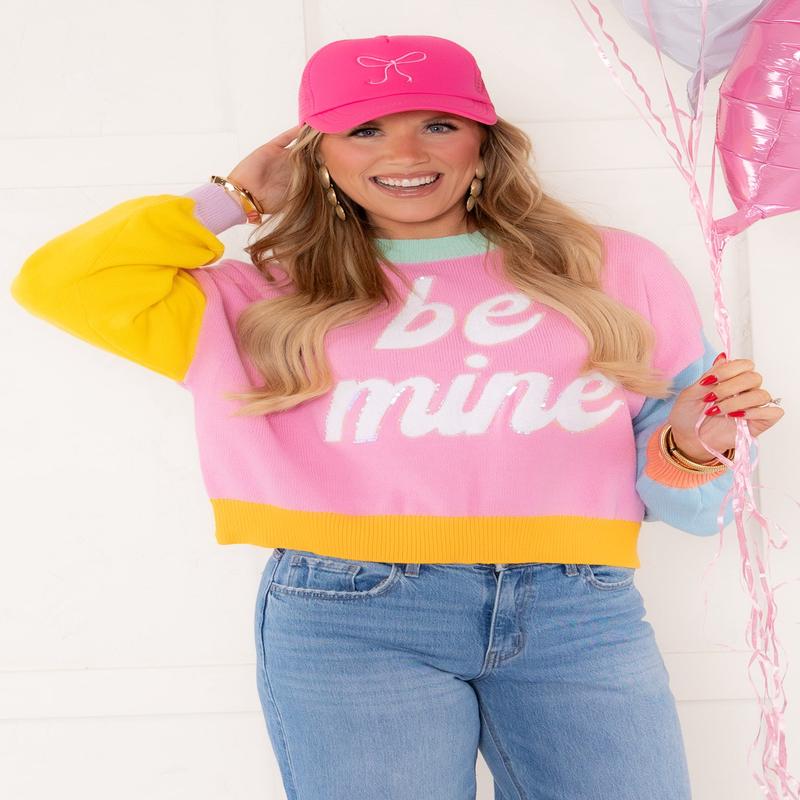 Queen Of Sparkles Be Mine Multi Long Sleeve Sweater - FINAL SALE