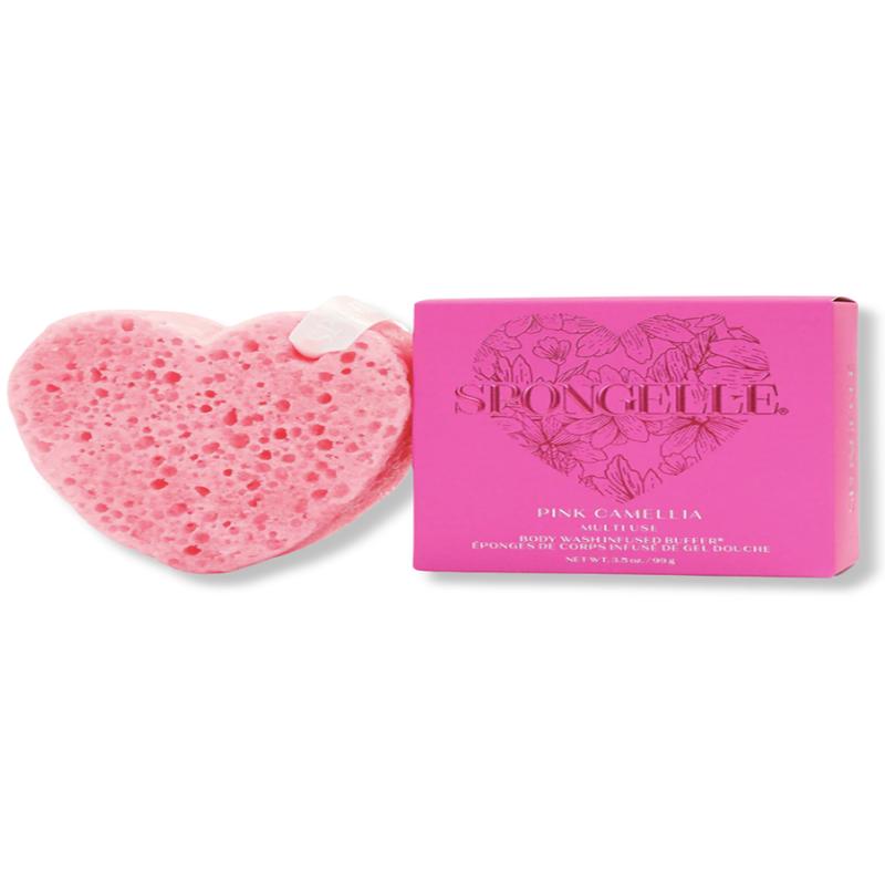 Spongelle Pink Camellia Valentines Day Heart Buffer - FINAL SALE