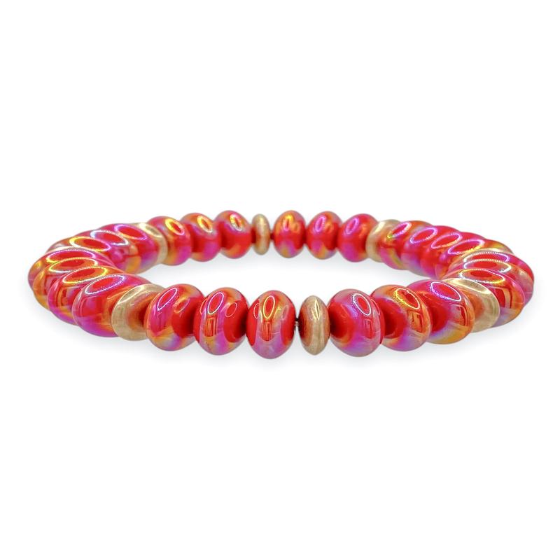 Time Will Tell Red Beaded Stretch Bracelet