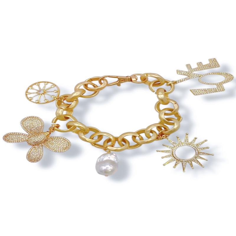 Virtue Fell For You Gold Charm Bracelet