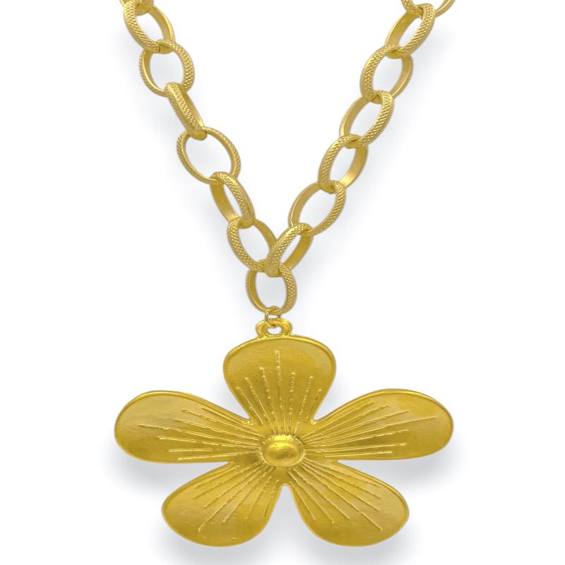 Virtue In Full Bloom Gold Flower Necklace