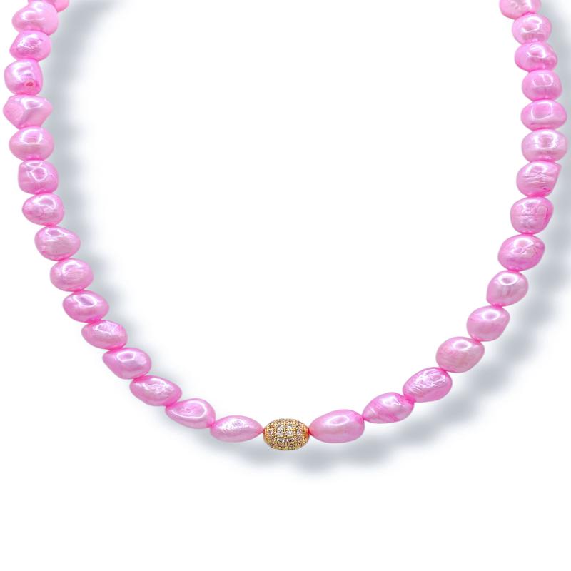 Virtue Tables Turned Flamingo Pearl Beaded Necklace - FINAL SALE
