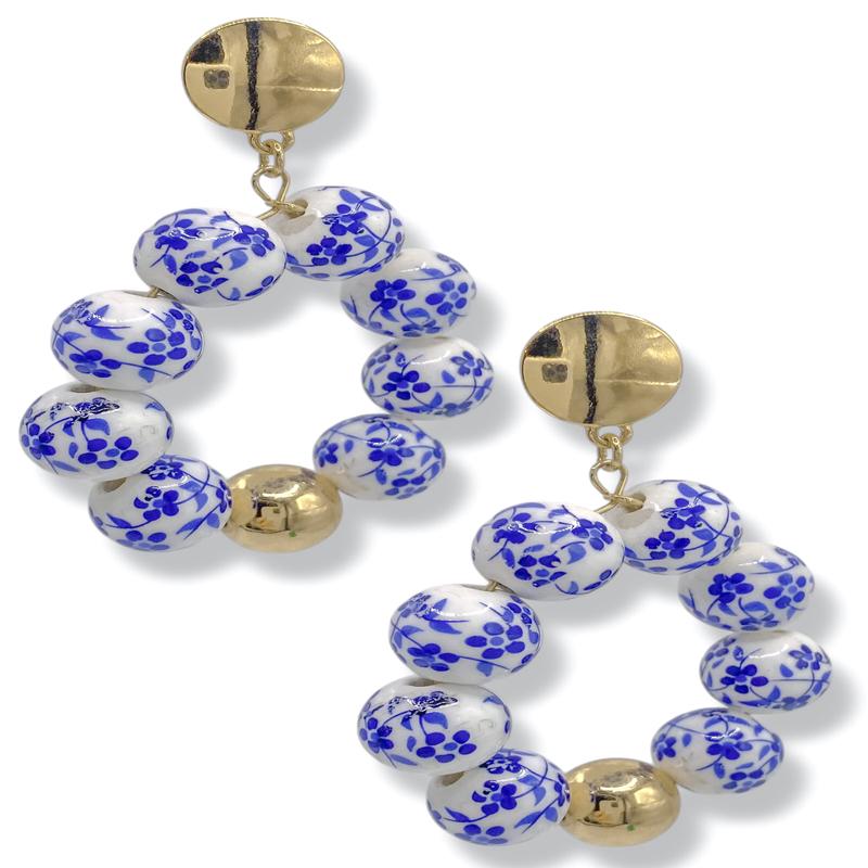 Ana Ceramic Ball Circle Earrings